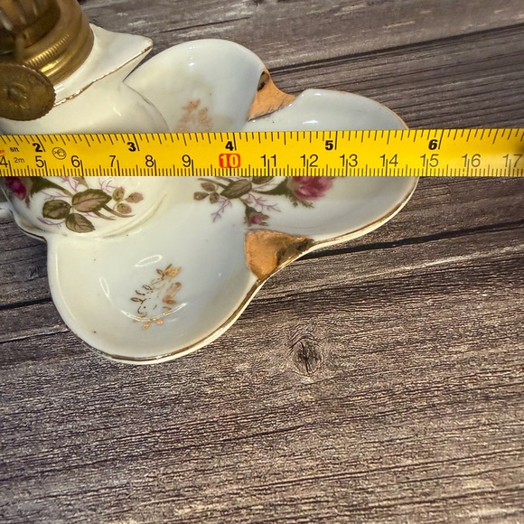 Vintage Nanco Mini Oil Lamp Finger Loop Porcelain Lantern Pink Rose Japan - Picture 9 of 10